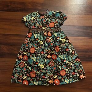 Baby Gap Toddler Girls Dress‎ 5 Years Brown Floral Print Short Sleeve
